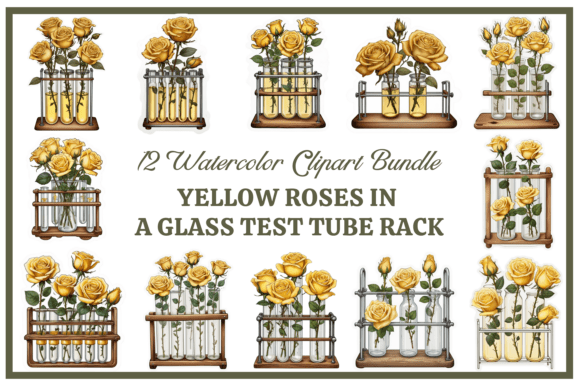 Download Yellow Roses in a Glass Test Tube Bundle - Tube Collection