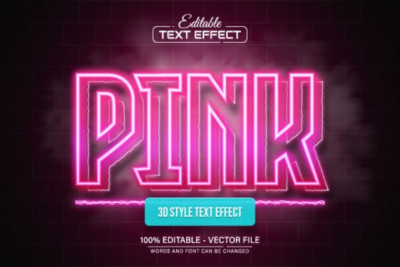 Download Pink Line Neon Light Text Effect - Line Collection