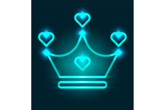 Download Crown Blue Neon Line Icon. Casino Symbol - Line Collection
