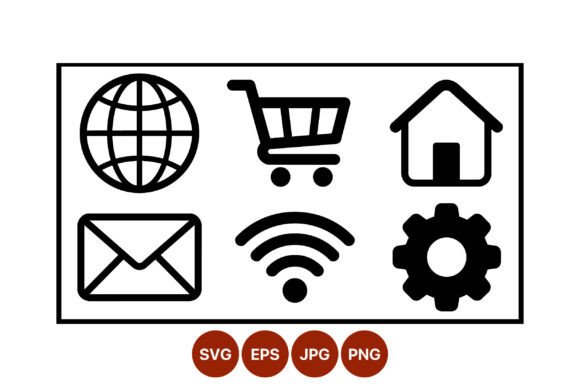 Download Line Art Internet Icons Black White - Line Collection