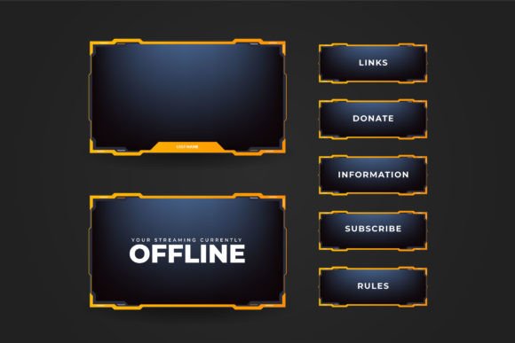 Download Online Game Screen Panel Template Vector - Line Collection