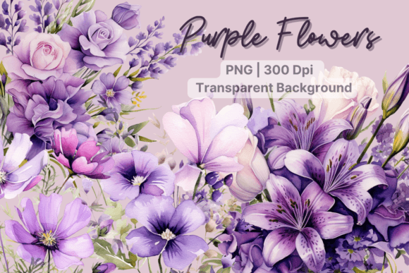 Download Purple Flowers Watercolor Flower Clipart - Purple Collection