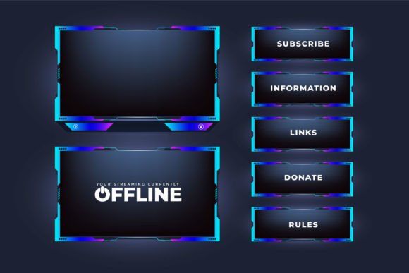 Download Online Gamer Screen Interface Vector - Line Collection