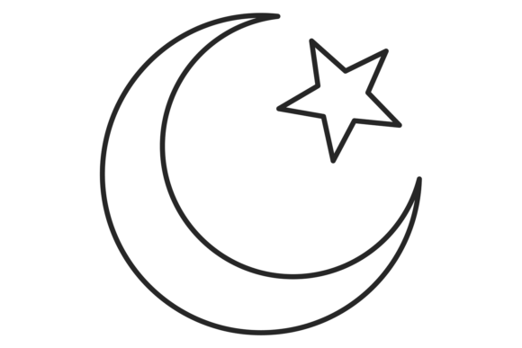 Download Crescent and Star Linear Icon. Arabic Cu - Line Collection