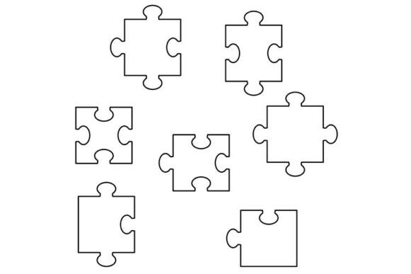 Download Blank Puzzle Piece Outlines - Line Collection
