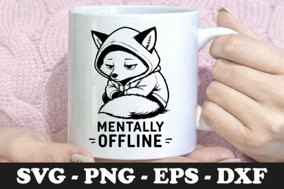 Download Mentally Offline | Hooded Fox SVG Mug - Line Collection