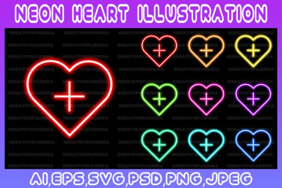 Download Heart Neon Line Illustration Art Vector - Line Collection