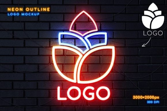 Download Neon Outline Logo Mockup - Line Collection