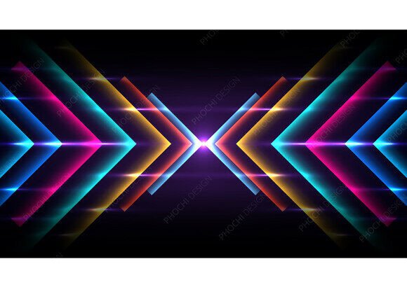Download Neon Chevron Geometric Lines Background - Line Collection