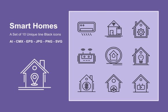 Download Smart Homes Line Black Icon Set - Line Collection
